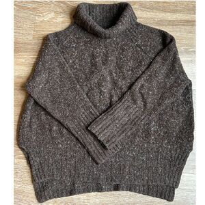 Lindex Knitted Roll Neck Jumper With Side Split Dark Brown Size XS/S Wool Alpaca